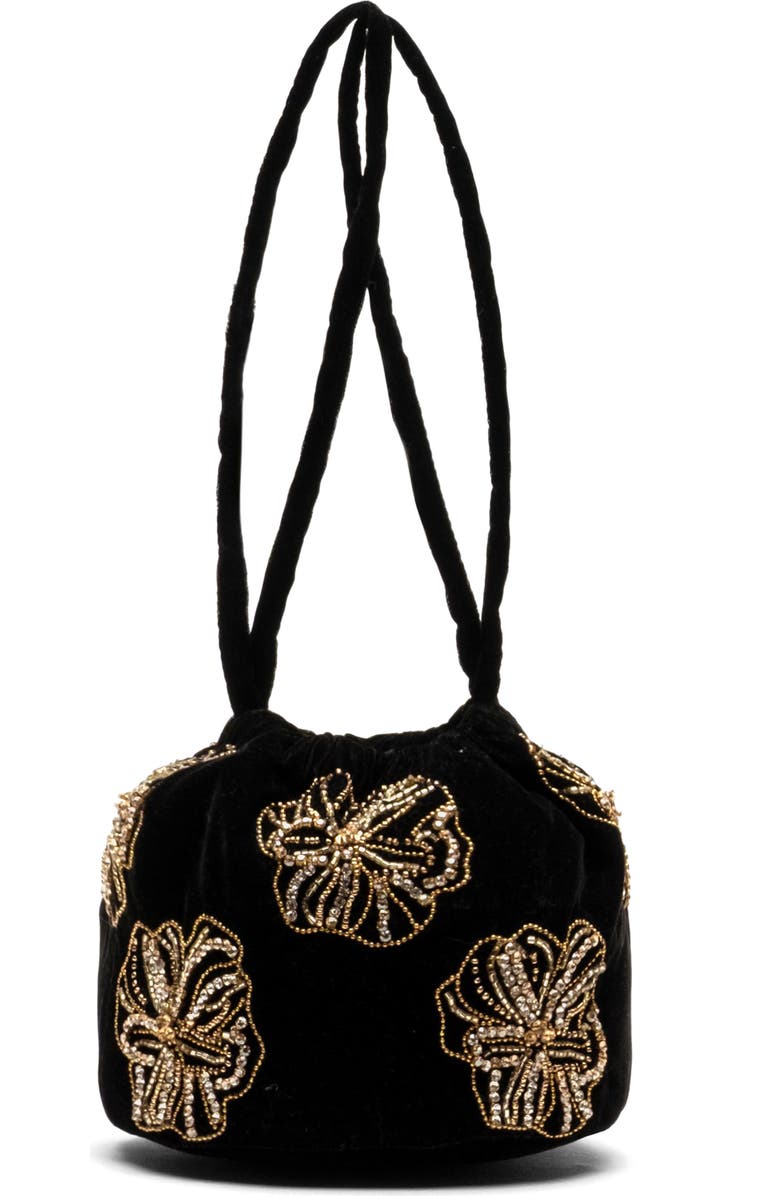 Pouf Floral Embroidered Velvet Pouch