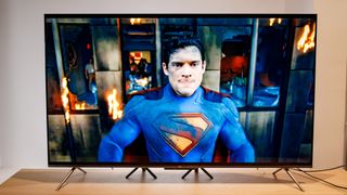 Amazon Fire TV Omni QLED Series TV (2025) on a table