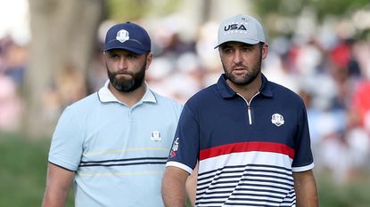 Jon Rahm and Scottie Scheffler at the 2025 Ryder Cup