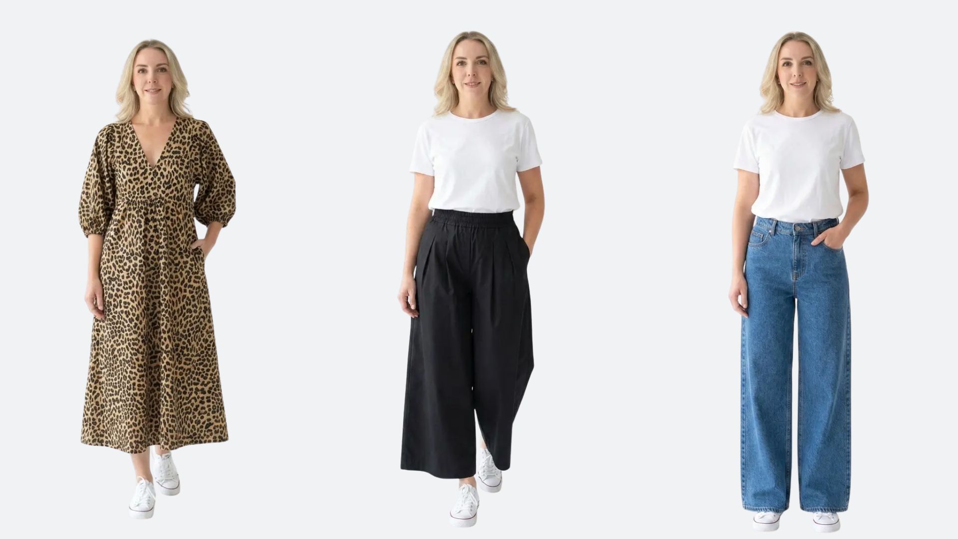 Three images of Caroline Parr trying the Albaray AI virtual store assistant 