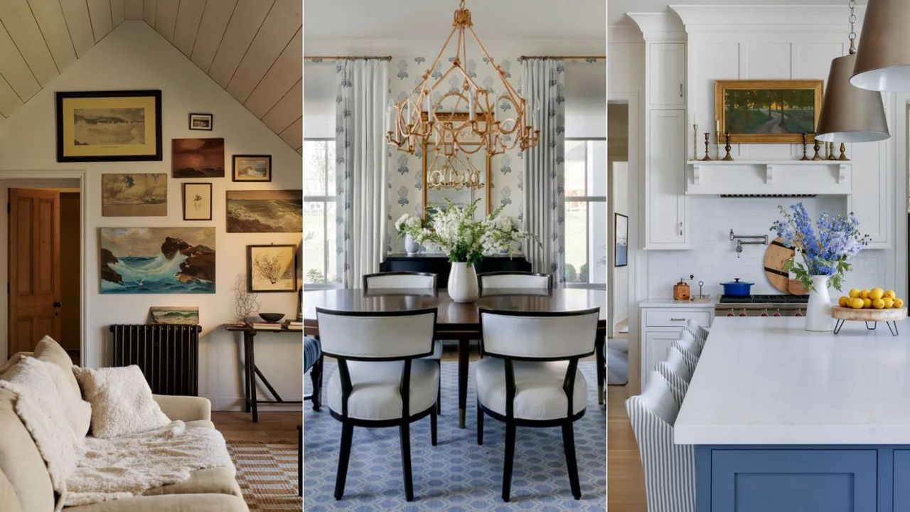 Three rooms with a Nancy Meyers style