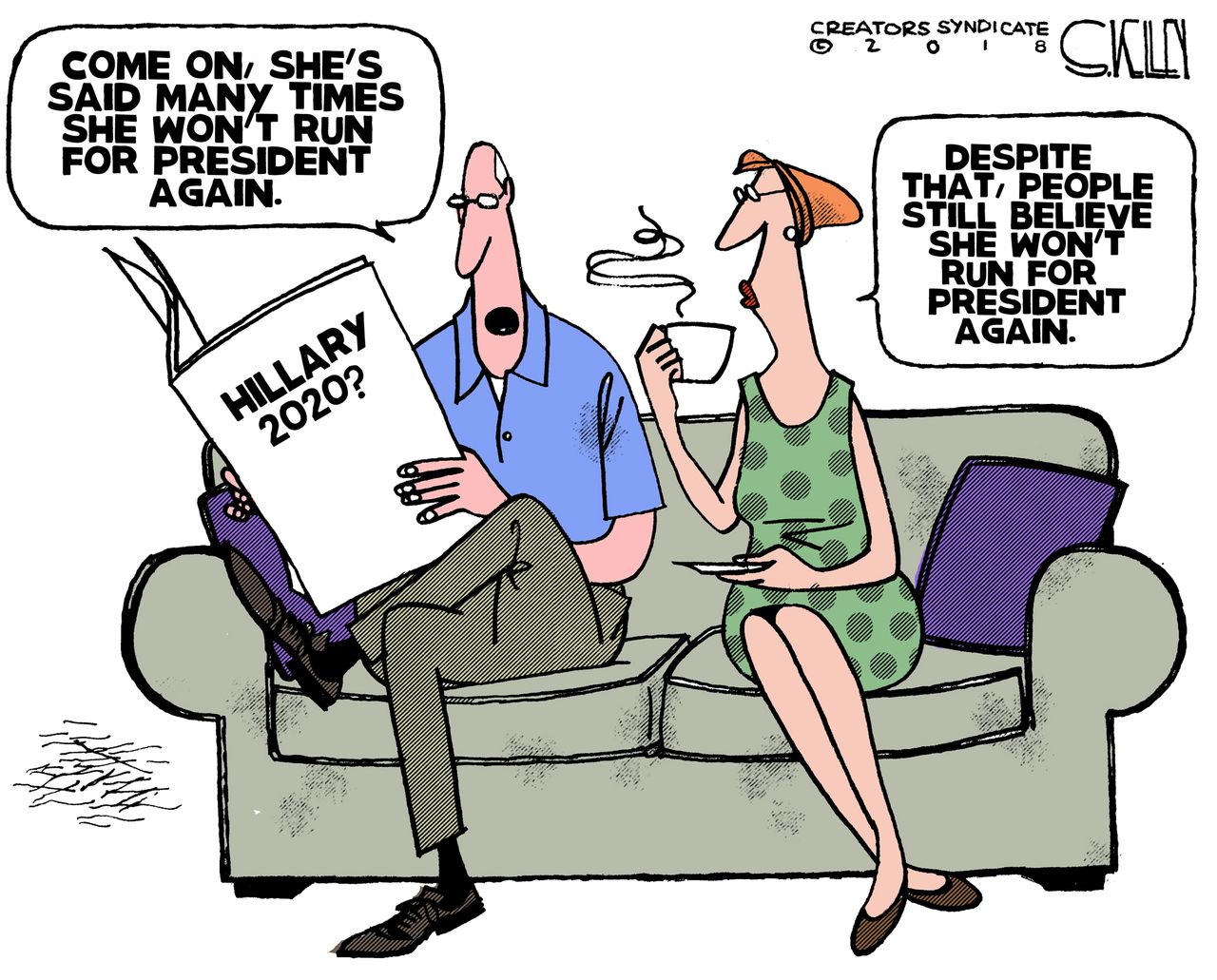 Political Cartoon U.S. Hillary Clinton 2020 Democrats presidential race