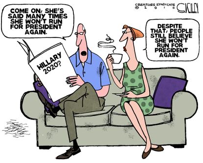 Political Cartoon U.S. Hillary Clinton 2020 Democrats presidential race