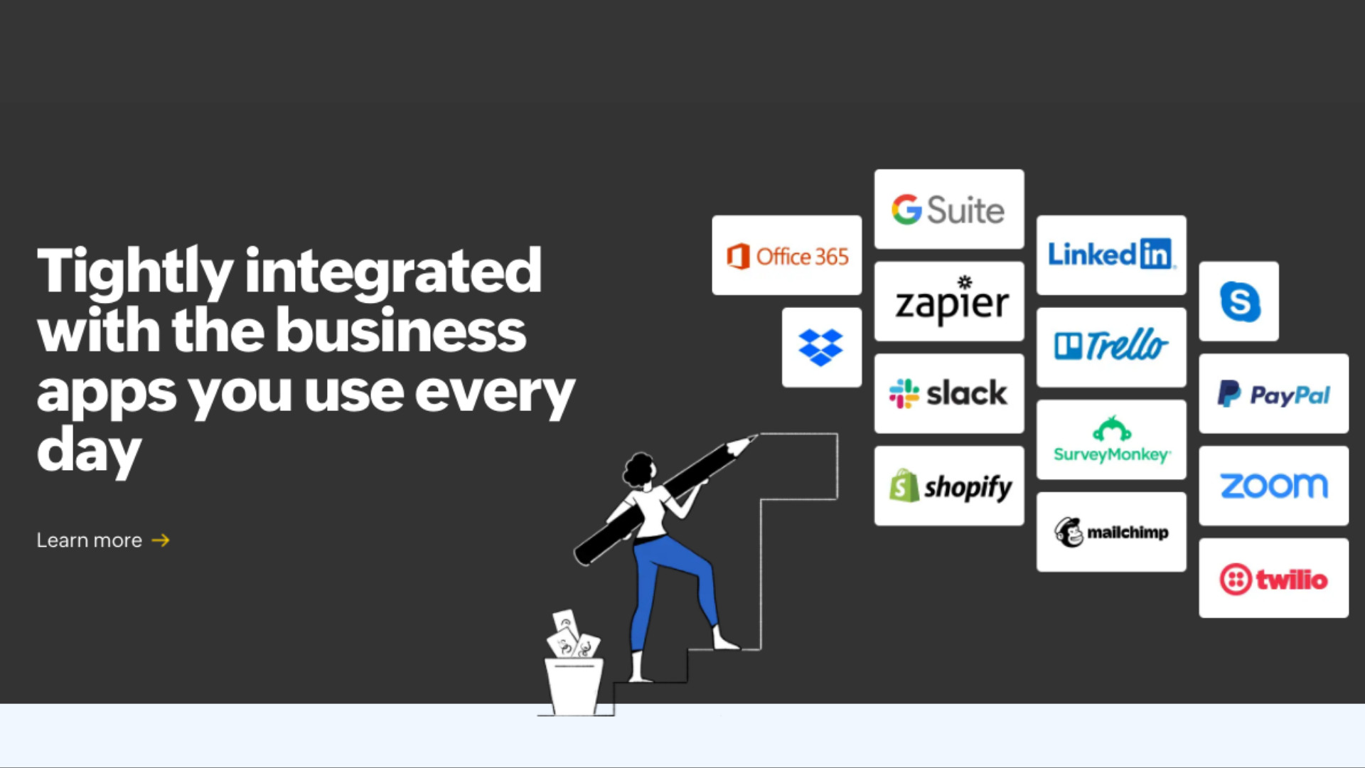 Zoho CRM's webpage discussing third-party integrations