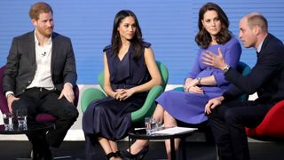 Prince Harry, Meghan Markle, Catherine, Duchess of Cambridge and Prince William, Duke of Cambridge attend the first annual Royal Foundation Forum
