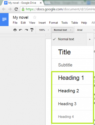 add a chapter to table of contents gogle docs