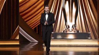 Jimmy Kimmel on stage at the 96th Oscars. 