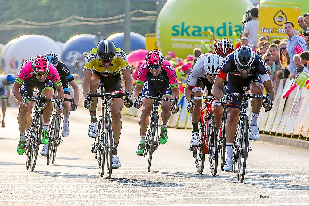 Only nine riders contested the sprint on stage 2 of Tour of Poland