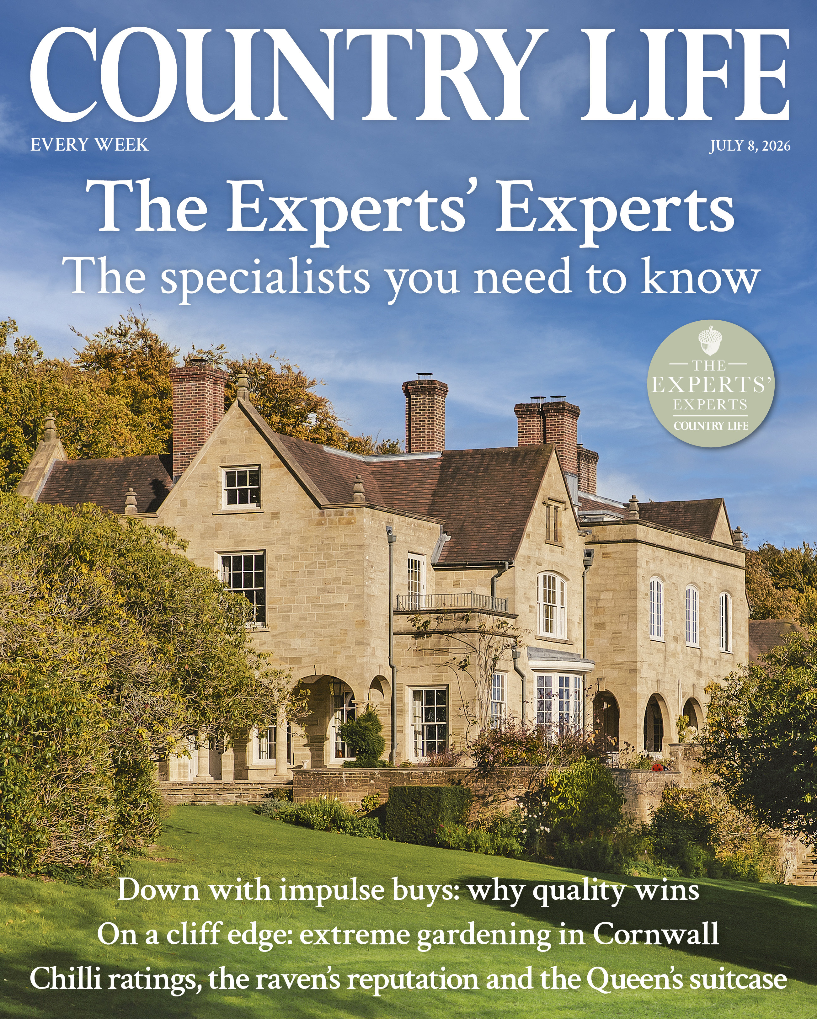 Cover of Country Life 8 July 2026, featuring a house in the South Downs designed by Ian Adam-Smith Architects, as photographed by Noah Russell
