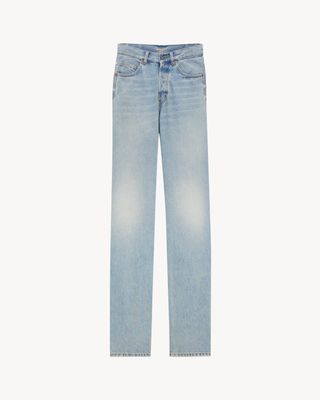 Women's V-Waist Long Baggy Jeans in Michigan Blue Denim in Michigan Blue