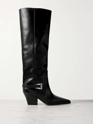 Jane Buckled Leather Knee Boots