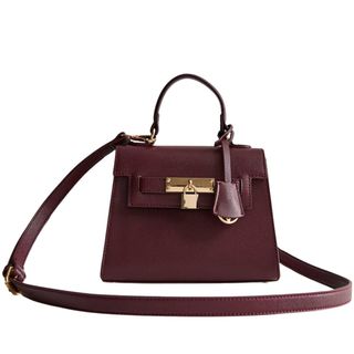 New Look Burgundy Leather-Look Top Handle Crossbody Bag