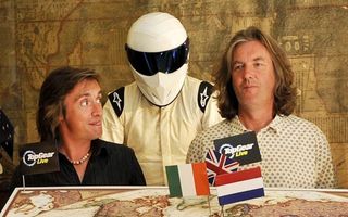 Richard Hammond and May with the Stig at a Top Gear Live event