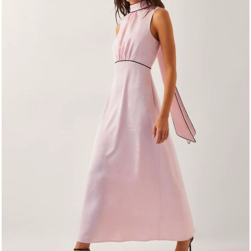 Monsoon, Pink Maeve Sleeveless Satin Midi Dress