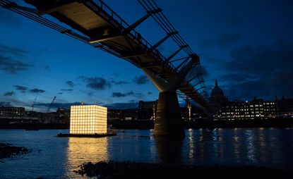 River Thames with floating installation lights