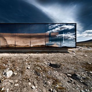 cabin house in barren land