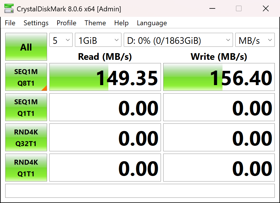 Toshiba Canvio Flex benchmark result screenshot