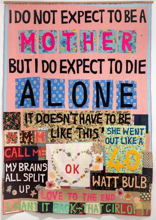 Tracey Emin, I do not Expect, 2002, appliqué blanket at Mother!