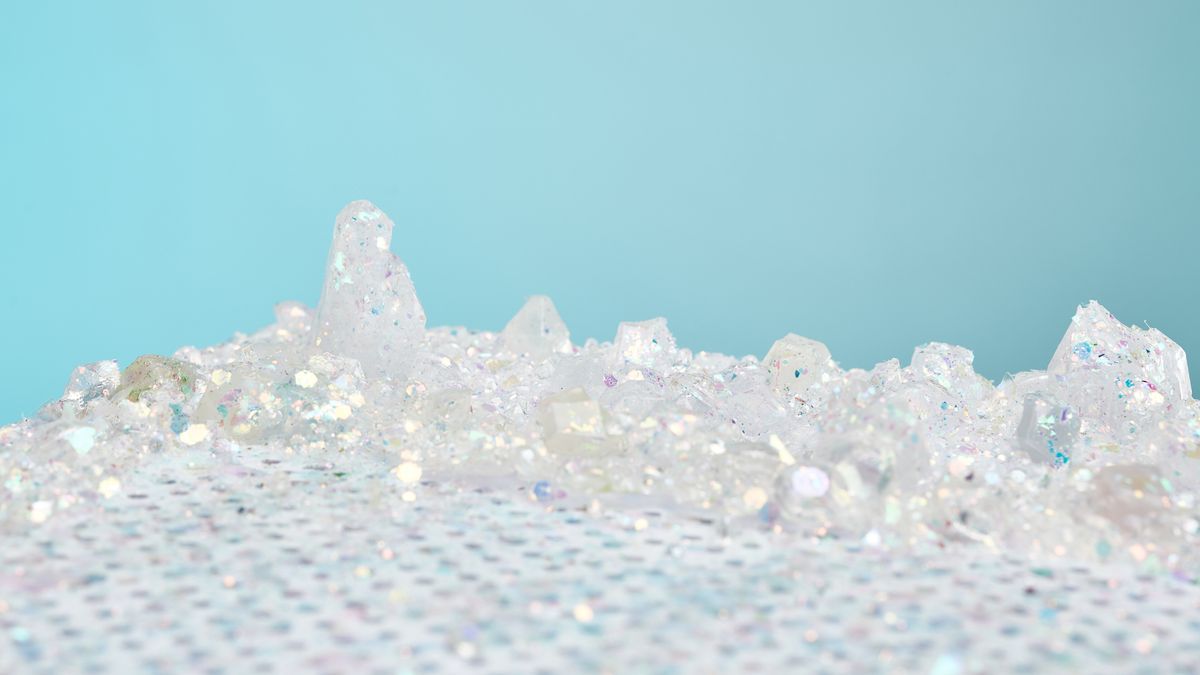 Close up of fake crystals on our modded PC