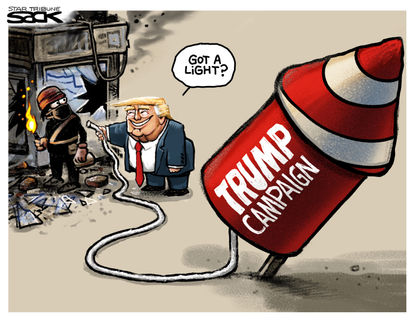 Political Cartoon U.S. Trump campaign Kenosha Portland