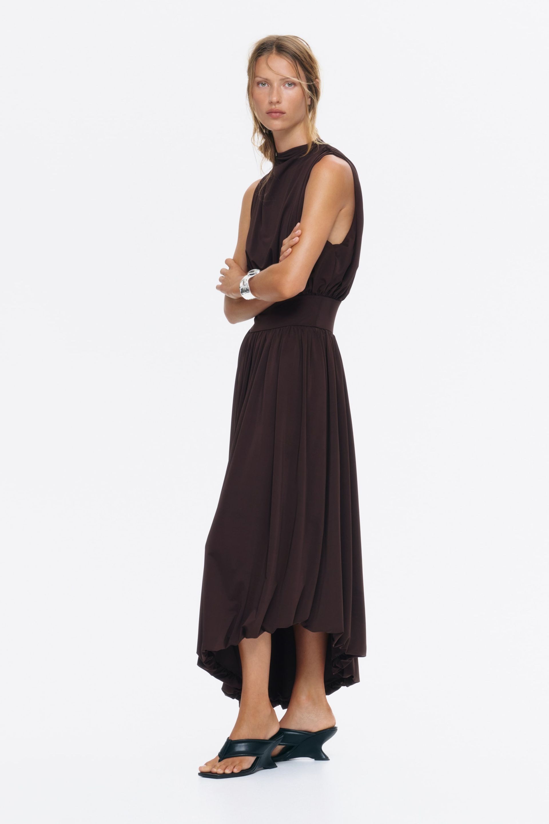Draped Turtleneck Dress