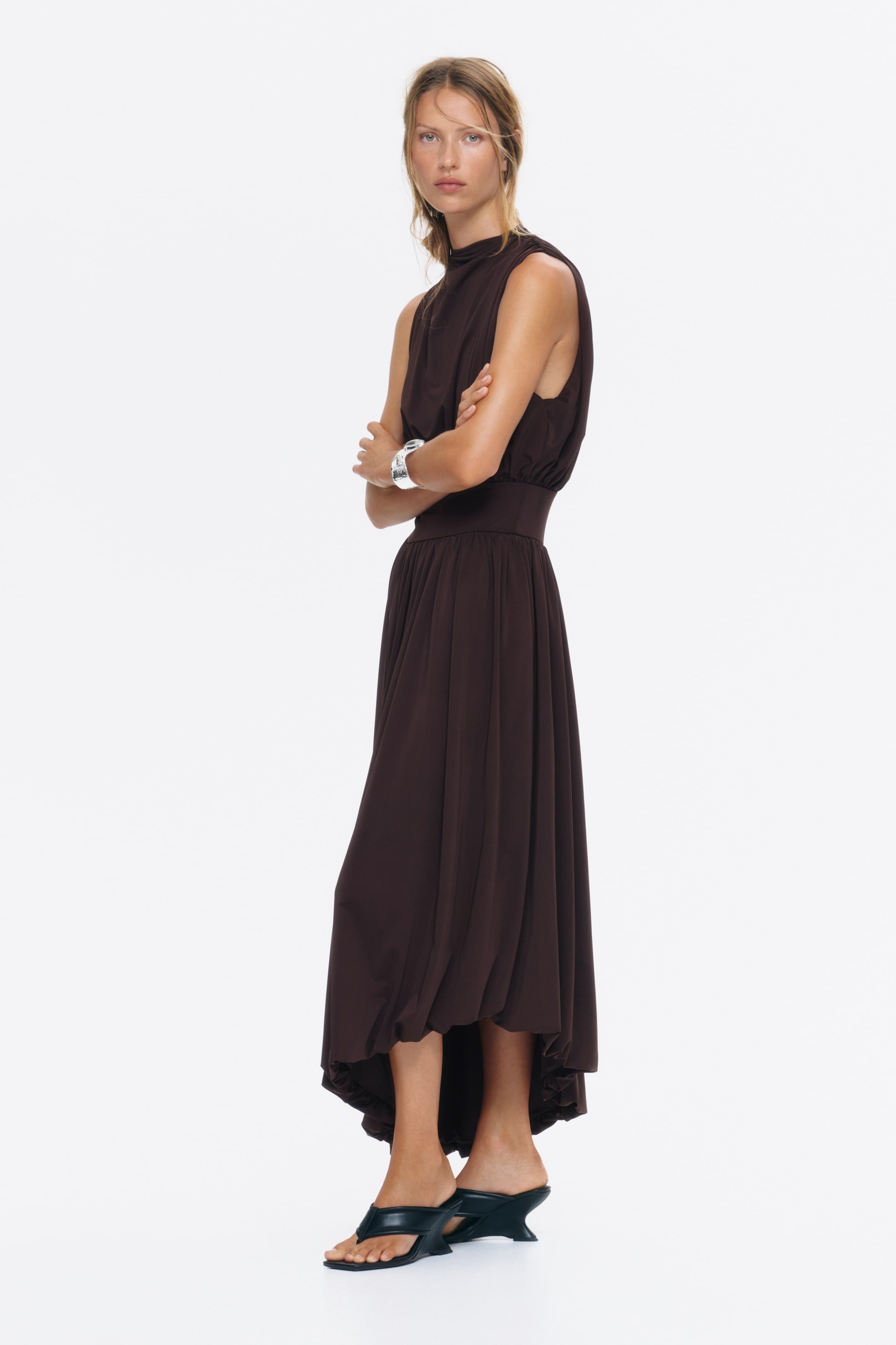 Draped Turtleneck Dress