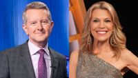 From L to R: Ken Jennings on Celebrity Jeopardy!, Vanna White on Celebrity Wheel of Fortune.