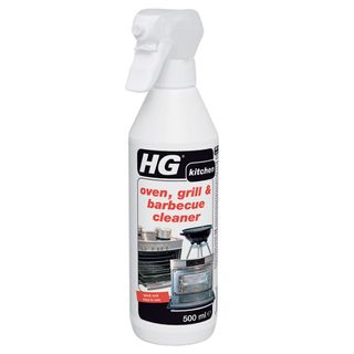 HG oven grill and BBQ cleaner in a white spray bottle