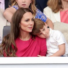 Kate Middleton, Princess of Wales and Prince Louis watch the Platinum Pageant for Queen Elizabeth II's Platinum Jubilee