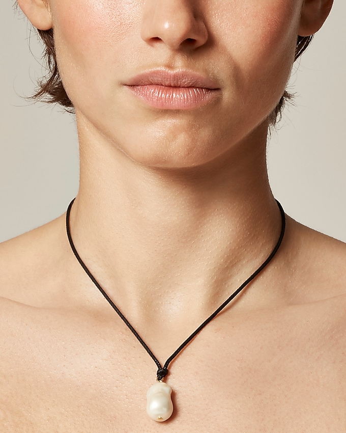 Faux-Pearl and Leather Cord Necklace
