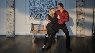 Alison Sweeney and Victor Webster dance together in Pie to Die For: A Hannah Swensen Mystery