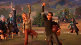 Harry Potter: Quidditch Champions screenshot showing Quidditch players all celebrating