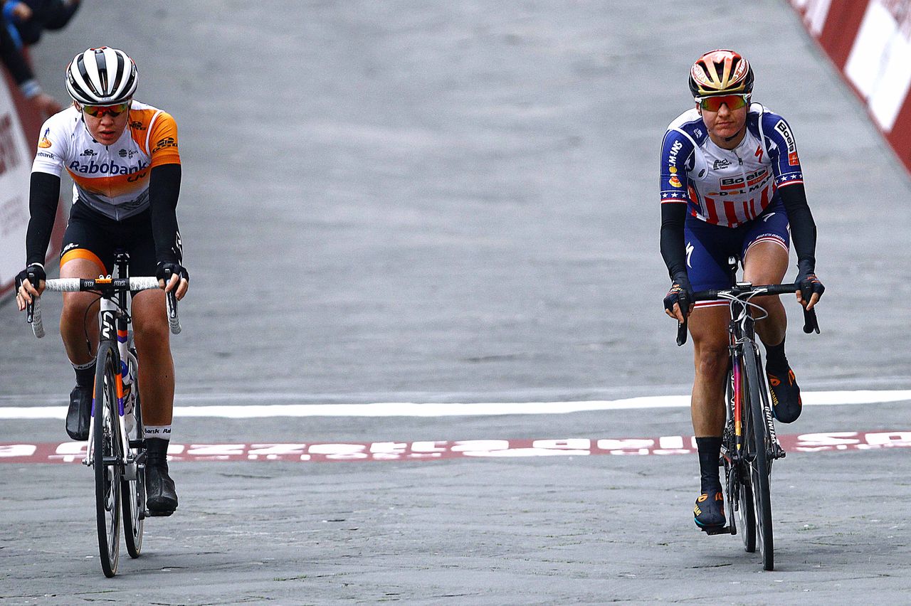 Anna van der Breggen and Megan Guarnier come to the lien