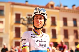 PALENCIA SPAIN SEPTEMBER 10 Elisa Balsamo of Italy and Team Trek Segafredo prior to the 8th Ceratizit Challenge By La Vuelta 2022 Stage 4 a 1604km stage from Palencia to Segovia 1005m CERATIZITChallenge22 UCIWWT on on September 10 2022 in Palencia Spain Photo by Gonzalo Arroyo MorenoGetty Images