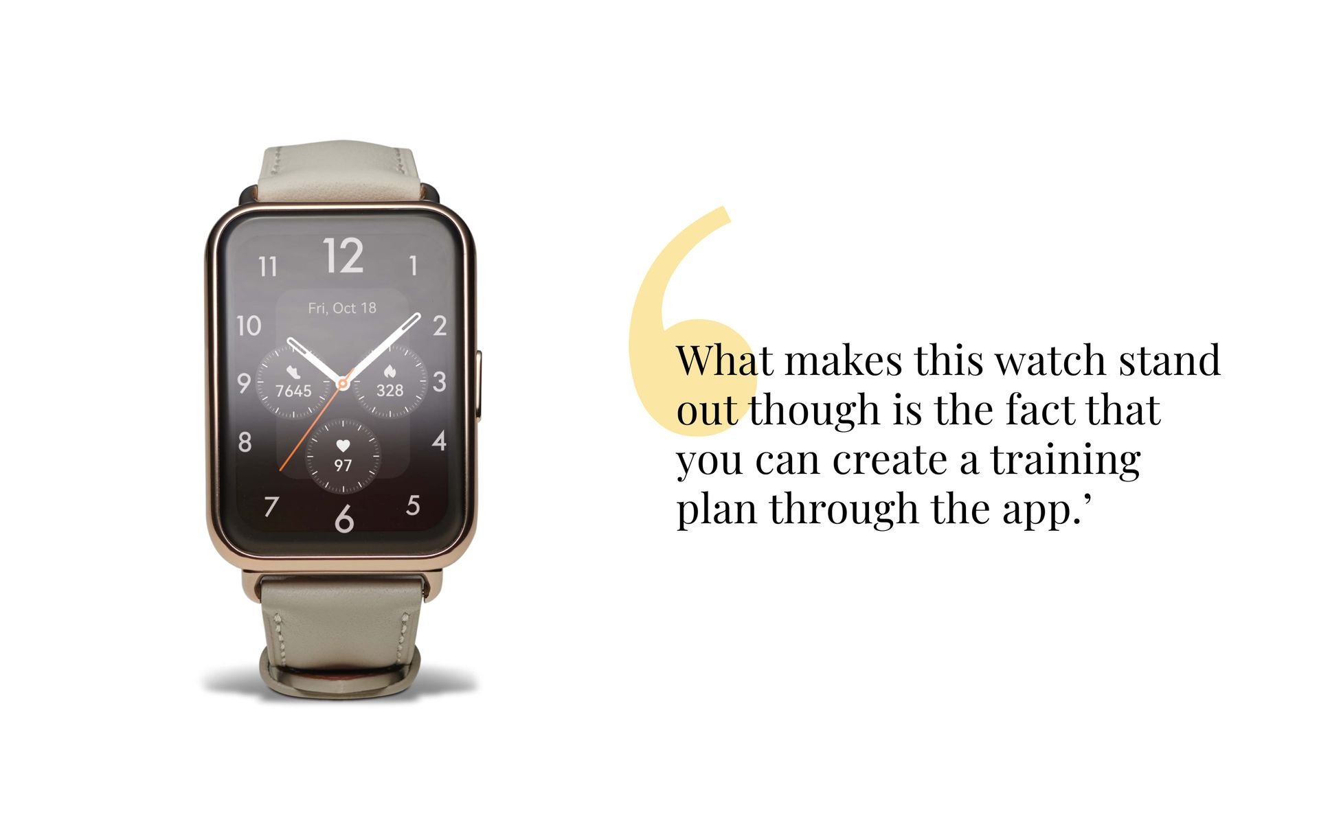 A product shot of the Huawei Watch Fit 2, tested for our round up of the best fitness trackers