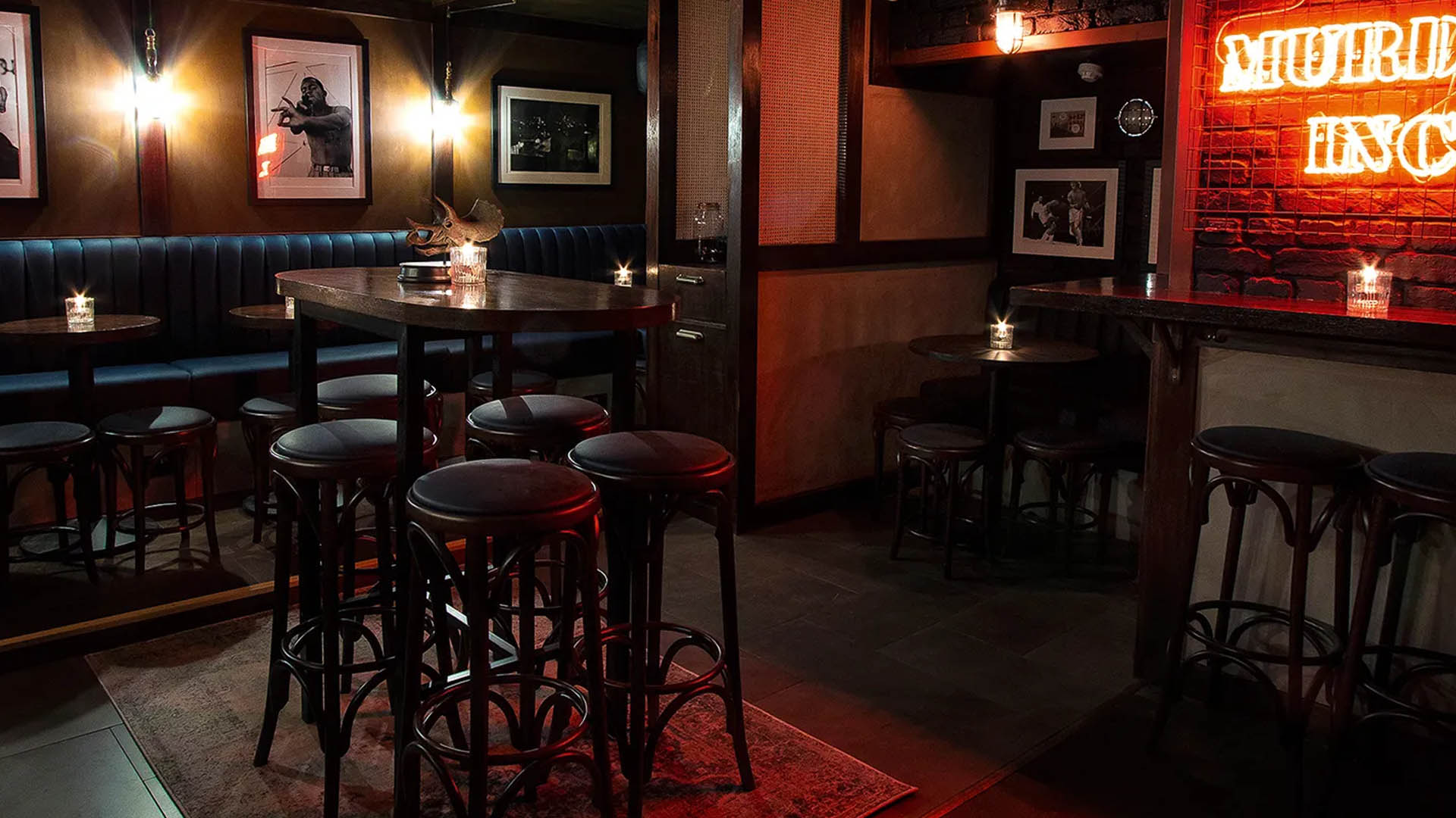 A photo of the Murder Inc. cocktail bar.