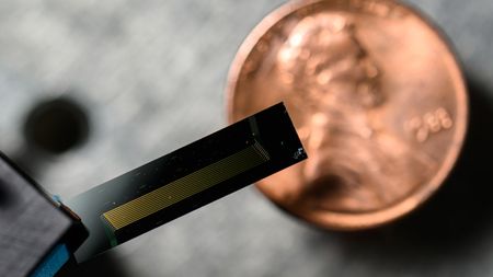 A new chip-scale laser developed by researchers in the lab of engineering professor Qiang Lin.