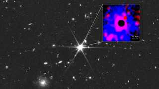 An image MQN01 obtained by the James Webb Space Telescope, of the MQN01 protocluster field