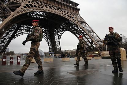 Security at the Eiffel Tower following the November Paris attacks.