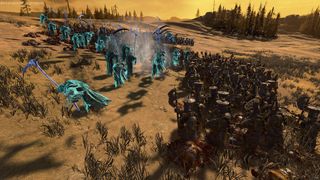 Total War: Warhammer 3 Chaos Dwarfs fighting vampires
