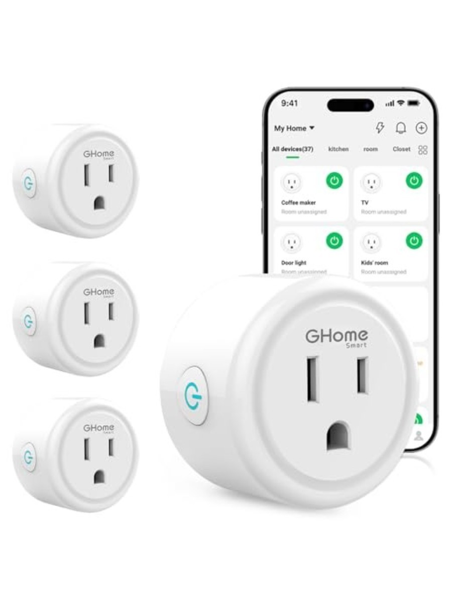 Four outlet plugs and a smart phone