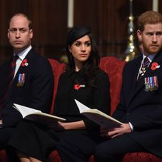 london, england april 25 prince william, duke of cambridge, meghan markle and prince harry attend an anzac day service at westminster abbey on april 25, 2018 in london, england photo by eddie mulholland wpa poolgetty images