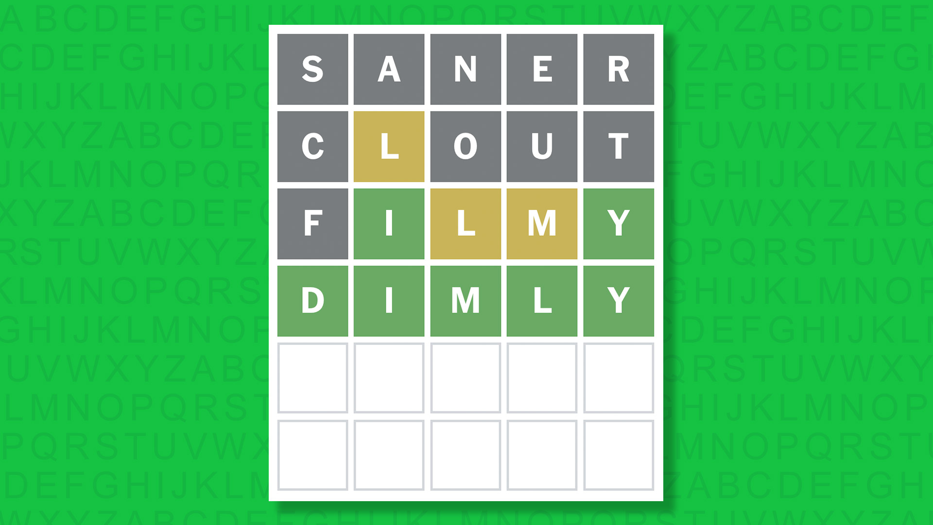 NYT Wordle answer for game 1935 on a green background