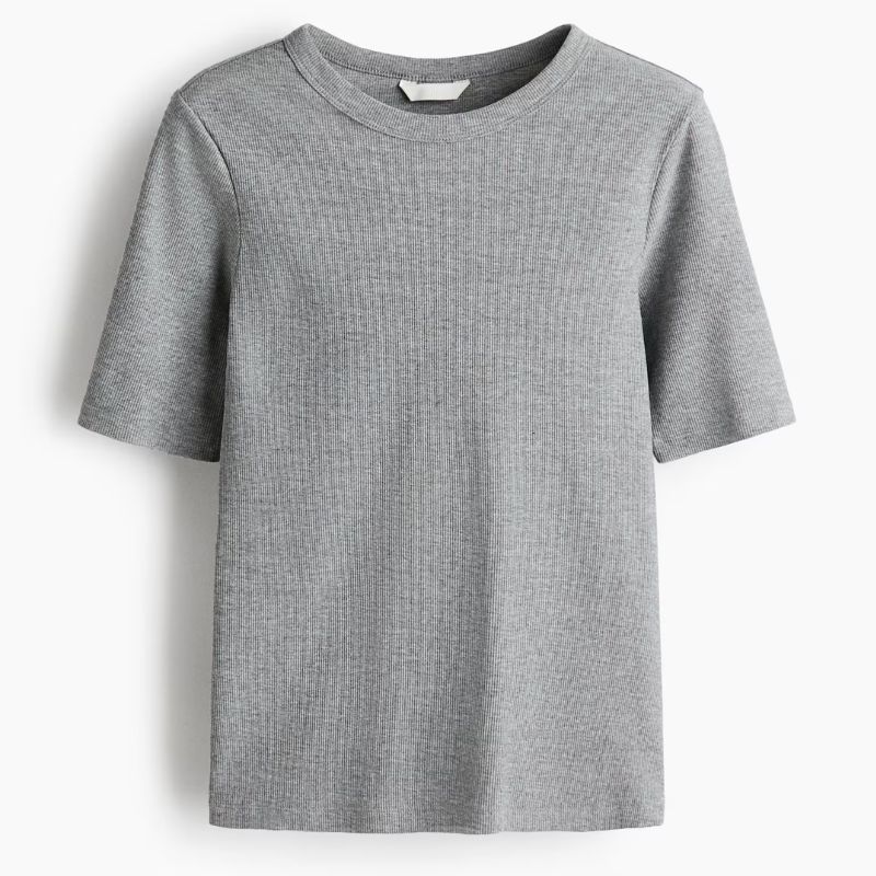 H&amp;amp;M, grey ribbed t-shirt