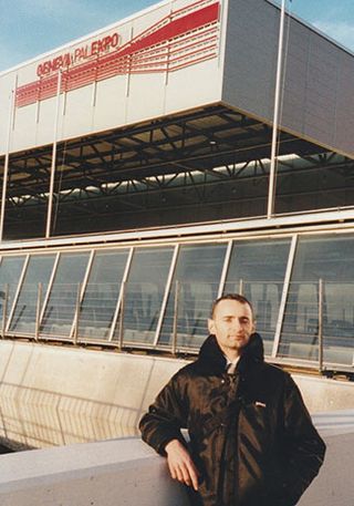 Pal Roppa, Christie's senior technical support engineer, outside of the Geneva Palexpo, where the first ISE trade show was held.
