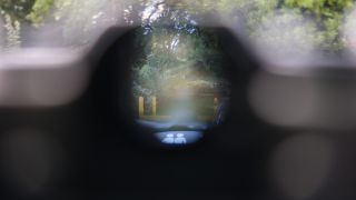 View through the viewfinder on a Pentax 17 film camera