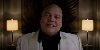 Vincent D'Onofrio's Kingpin smiling in his white suit