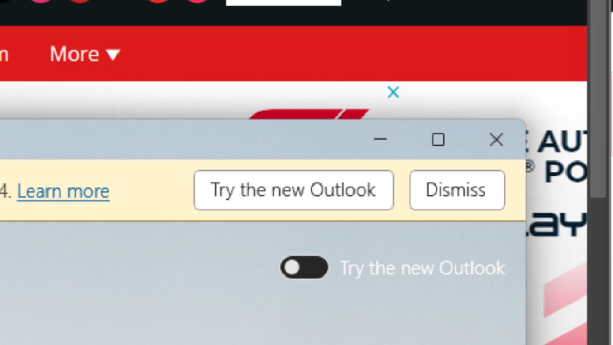 A screenshot of the &quot;Try the new Outlook&quot; prompt in Windows Mail