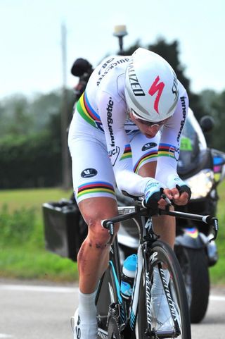 Tony Martin (Omega Pharma-QuickStep) has now won both the UCI world and German national time trial championships aboard clincher tires. Martin plans to use Specialized's latest TT-specific, team-only clinchers during this year's Tour de France.