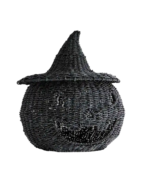 Happy Haunting Seagrass & Metal Pumpkin, 17"